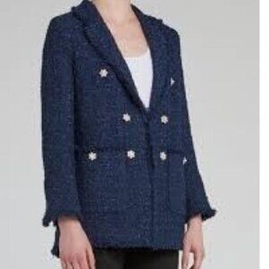 NWOT Amen Wardy Tweed Blazer Jacket Blue Size FR36